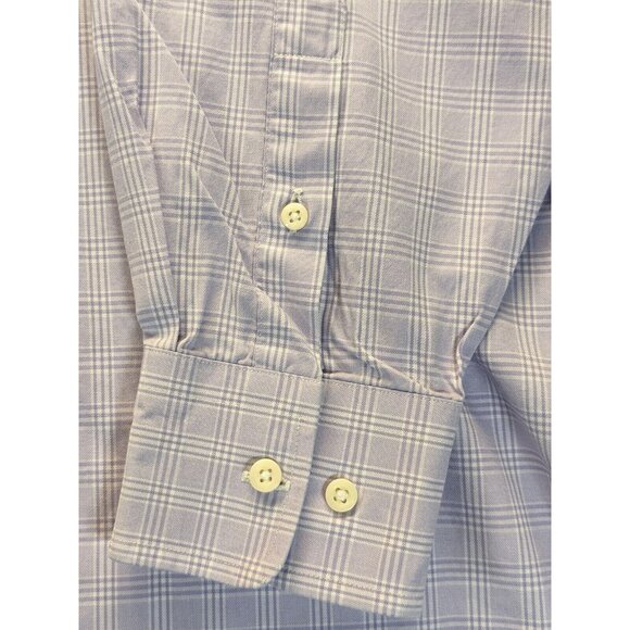David Donahue Long Sleeve Purple Check Button Up Mens Dress Shirt 16 32/33 XL - Picture 9 of 10